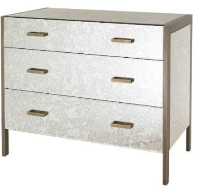 Chest Of Drawers – Champagne Edged 3 Drawer – Antique Mirrored Finish