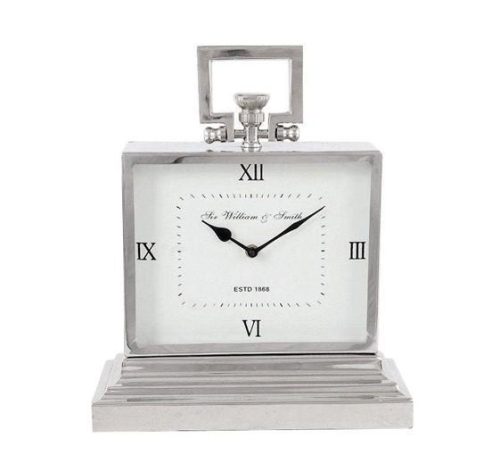 Mantel Clock - 'Sir William & Smith' Clock Co - Polished Chrome - Roman Numerals