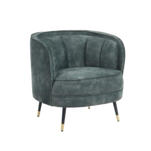 Occasional Chair - Deep Ribbed - Vintage Forest Green Velour