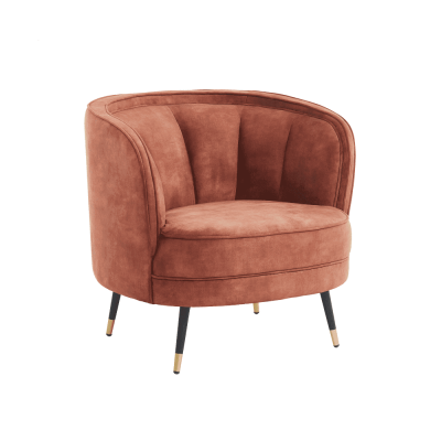 Occasional  Chair – Deep Ribbed – Vintage Burnt Orange Velvet