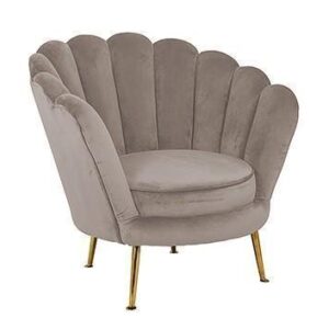 Easy Chair - Finger Back Design- Brass Legs - Khaki Velvet