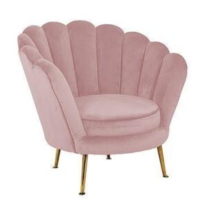 Easy Chair - Finger Back Design - Brass Legs - Pink Velvet