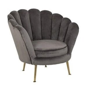 Easy Chair - Finger Back Design - Brass Legs - Stone Velvet