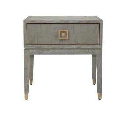 Lamp/Side Table - Grey Inlaid Oak - 1 Drawer - Georgia Furniture Range