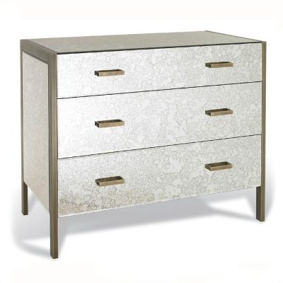 Chest Of Drawers - Champagne Edged 3 Drawer - Antique Mirrored Finish