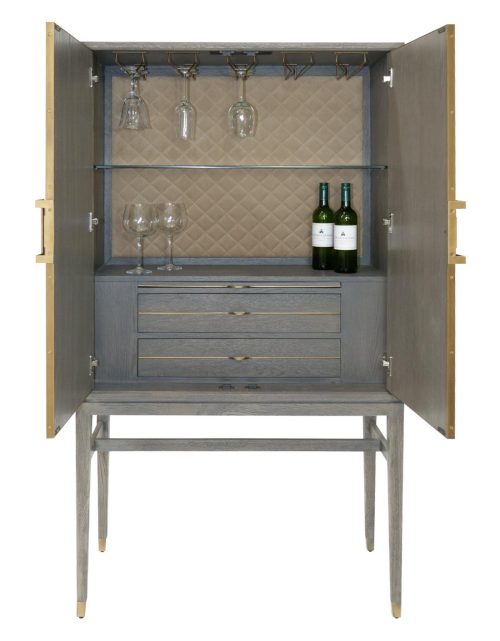 2 Door Drinks Cabinet - Grey Inlaid Oak - Georgia Furniture Range