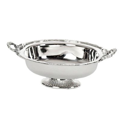 Oval Nut Dish - Nickel Finished Metal - Handles