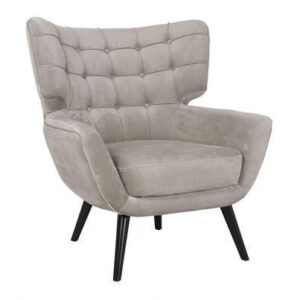 Easy Chair - Buttoned Back - Black Legs - Khaki Velvet