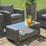 Garden Sofa Set - 4 Piece - 4 Seat - Grey Cushions - Grey Poly Weave