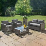 Garden Sofa Set - 4 Piece - 4 Seat - Grey Cushions - Grey Poly Weave