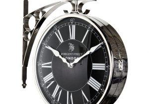 Wall Clock - '49 Regent Street' Branded - Polished Chrome - Black Face