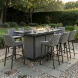 8 Seat Rectangular Fire Pit Garden Bar Dining Set - All Weather Zinc Fabric