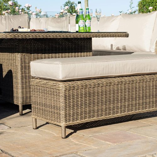 Royal Fire Pit Garden Sofa Set - U Shaped Design - Natural Poly Weave