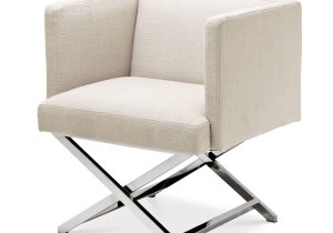 Occasional Chair - Chrome Frame Finish - Natural Linen Blend Finish