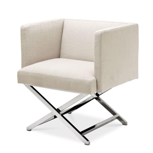 Occasional Chair - Chrome Frame Finish - Natural Linen Blend Finish