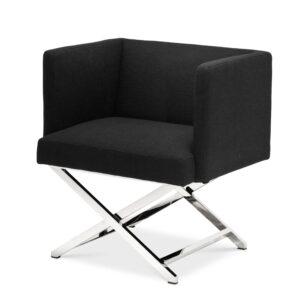 Occasional Chair - Chrome Frame Finish - Black Linen Blend Finish