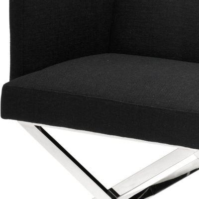 Occasional Chair – Chrome Frame Finish – Black Linen Blend Finish