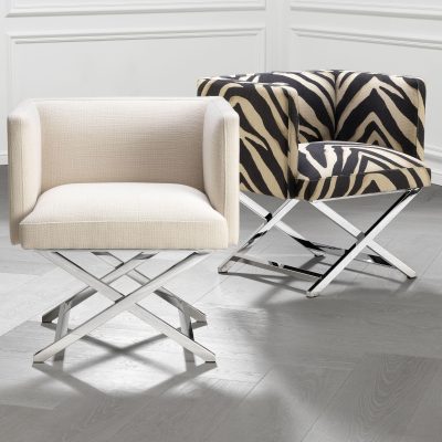 Occasional Chair – Chrome Frame Finish – Natural Linen Blend Finish