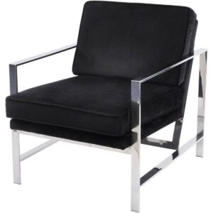 Occasional Chair - Chrome Frame Finish - Black Velvet