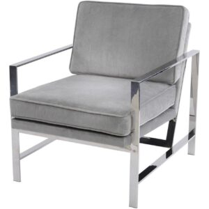 Occasional Chair - Chrome Frame Finish - Grey Velvet