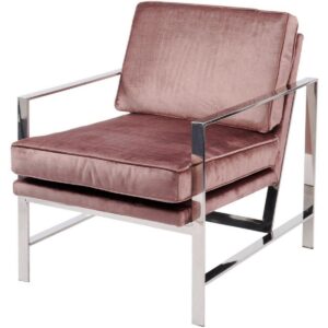 Occasional Chair - Chrome Frame Finish - Purple Velvet
