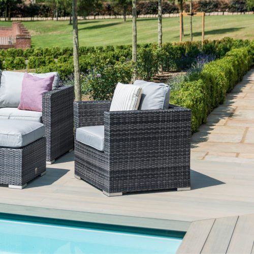 4 Seat Garden Sofa Set - Ice Bucket Coffee Table - Grey Polyweave