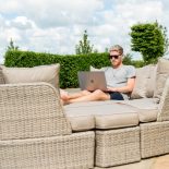 Daybed Sofa Set - Rising Table - Grey Cushions - Grey Polyrattan