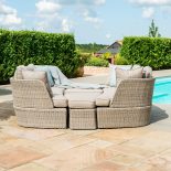 Daybed Sofa Set - Rising Table - Grey Cushions - Grey Polyrattan