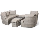 Daybed Sofa Set - Rising Table - Grey Cushions - Grey Polyrattan