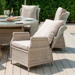 6 Seat Reclining Garden Table Set - Umbrella & Base - Grey Polyrattan