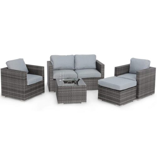 4 Seat Garden Sofa Set - Ice Bucket Coffee Table - Grey Polyweave