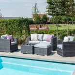 4 Seat Garden Sofa Set - Ice Bucket Coffee Table - Grey Polyweave