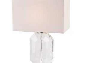 Table Lamp - Crystal & Bronze Base - Ivory Oblong Shade