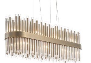 Oblong Chandelier - Crystal - Polished Brass Finish - LARGE
