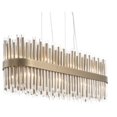 Oblong Chandelier - Crystal - Polished Brass Finish - LARGE