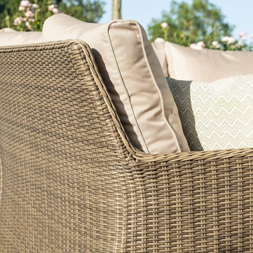 Royal Fire Pit Garden Sofa Set - U Shaped Design - Natural Poly Weave