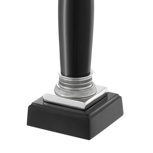 Table Lamp - Sculptured Black & Chrome Base - Black Velvet Shade