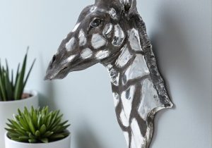 Silver Giraffe Head Wall Art - Wall Hanging