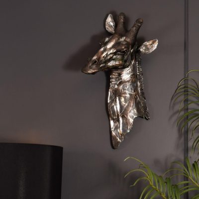 Silver Giraffe Head Wall Art – Wall Hanging