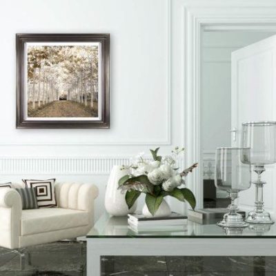‘White Gold’ Silver Framed Artwork – Glass – By Assaf Frank