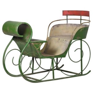 Christmas Sleigh - Large Iron Sleigh - Red & Green Finish