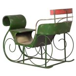 Christmas Sleigh - Large Iron Sleigh - Red & Green Finish