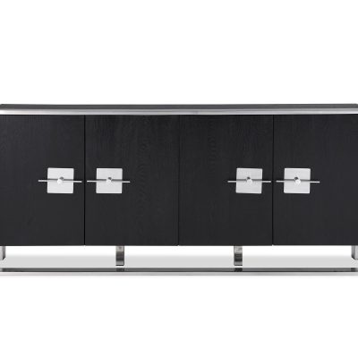Sideboard – Black Ash & Polished Chrome Finish – 4 Door