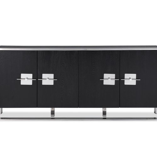 Sideboard – Black Ash & Polished Chrome Finish – 4 Door