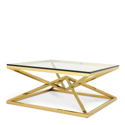 Coffee Table – Clear Glass & Polished Brass – Parma Brass Range