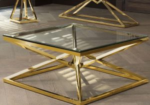 Coffee Table - Clear Glass & Polished Brass - Parma Brass Range