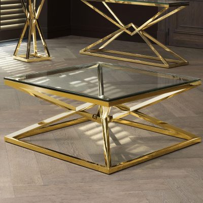 Coffee Table - Clear Glass & Polished Brass - Parma Brass Range