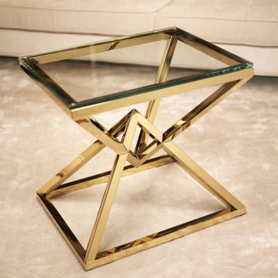 Lamp Table – Clear Glass & Polished Brass – Parma Brass Range