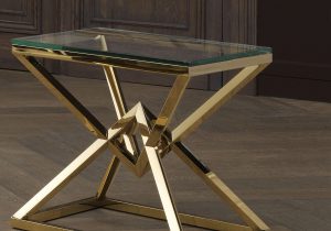 Lamp Table - Clear Glass & Polished Brass - Parma Brass Range