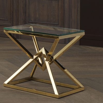 Lamp Table - Clear Glass & Polished Brass - Parma Brass Range